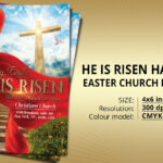 He Is Risen Happy Easter Church Flyer By Artolus  TheHungryJPEG