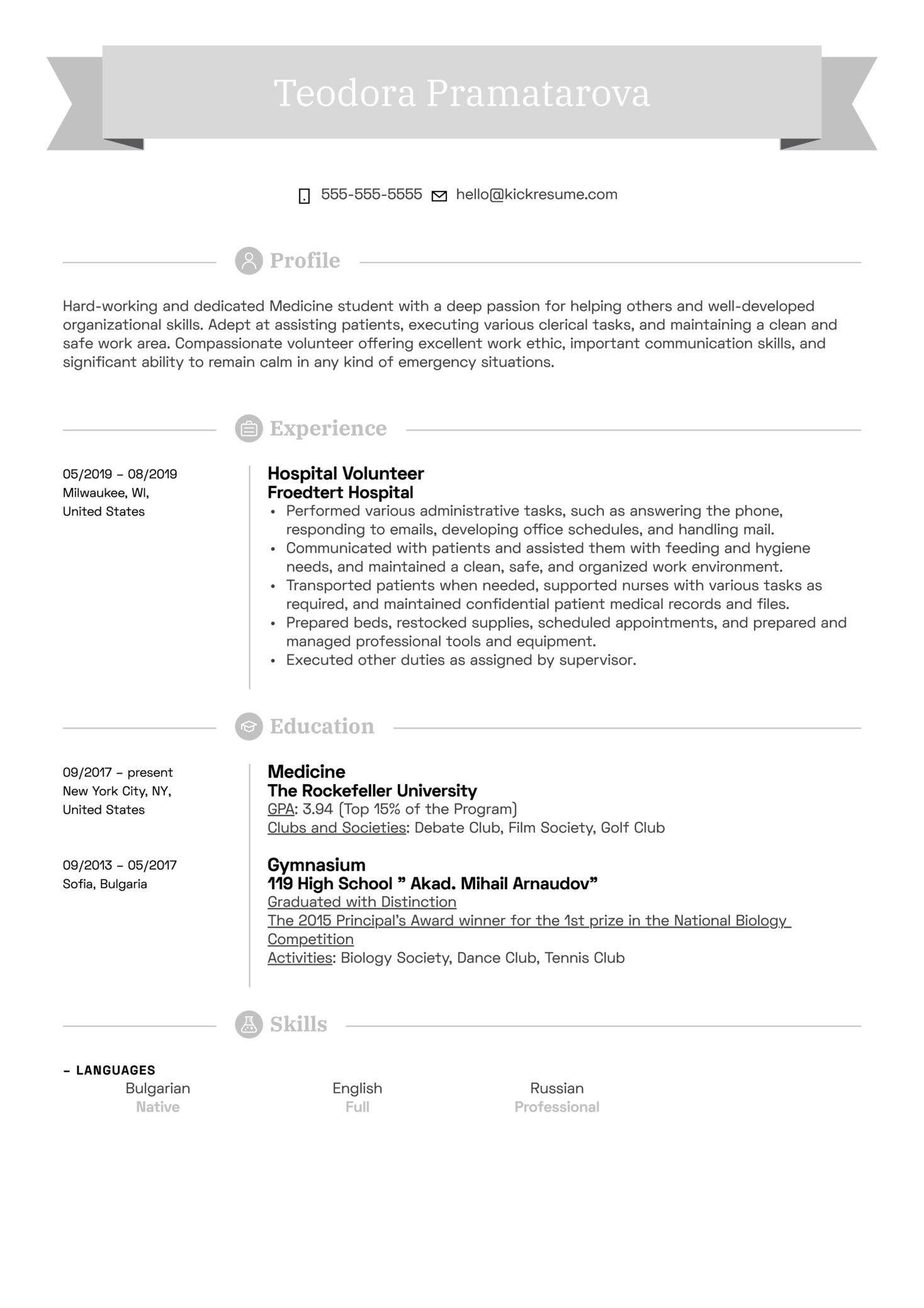 Hospital Volunteer Resume Example  Kickresume With Volunteer Job Description Template