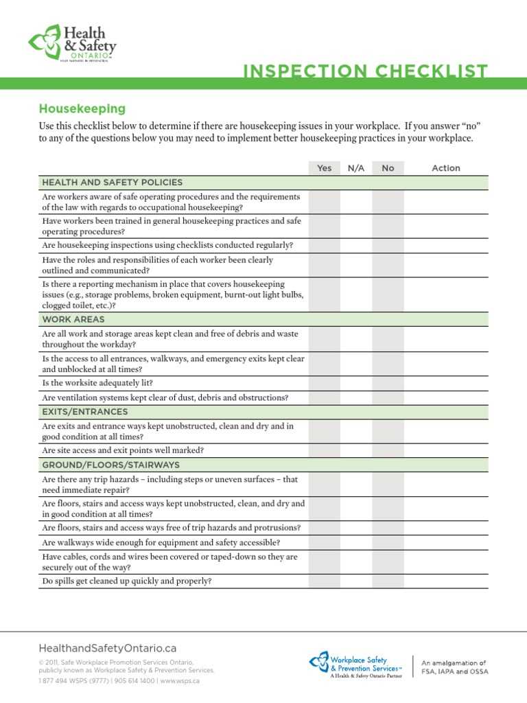 Housekeeping Audit Checklist