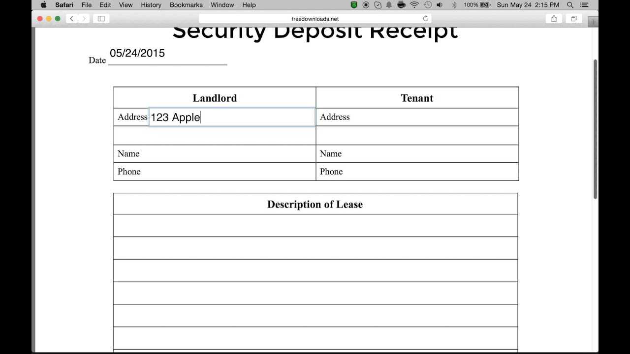 How To Write A Security Deposit Receipt Form  PDF  Word With Rental Deposit Receipt Template