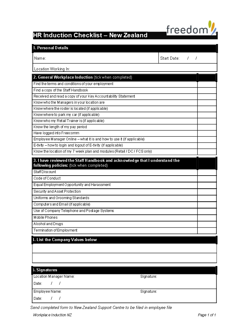 HR Introduction Checklist  Templates at allbusinesstemplates Intended For Employee Handbook Checklist Template
