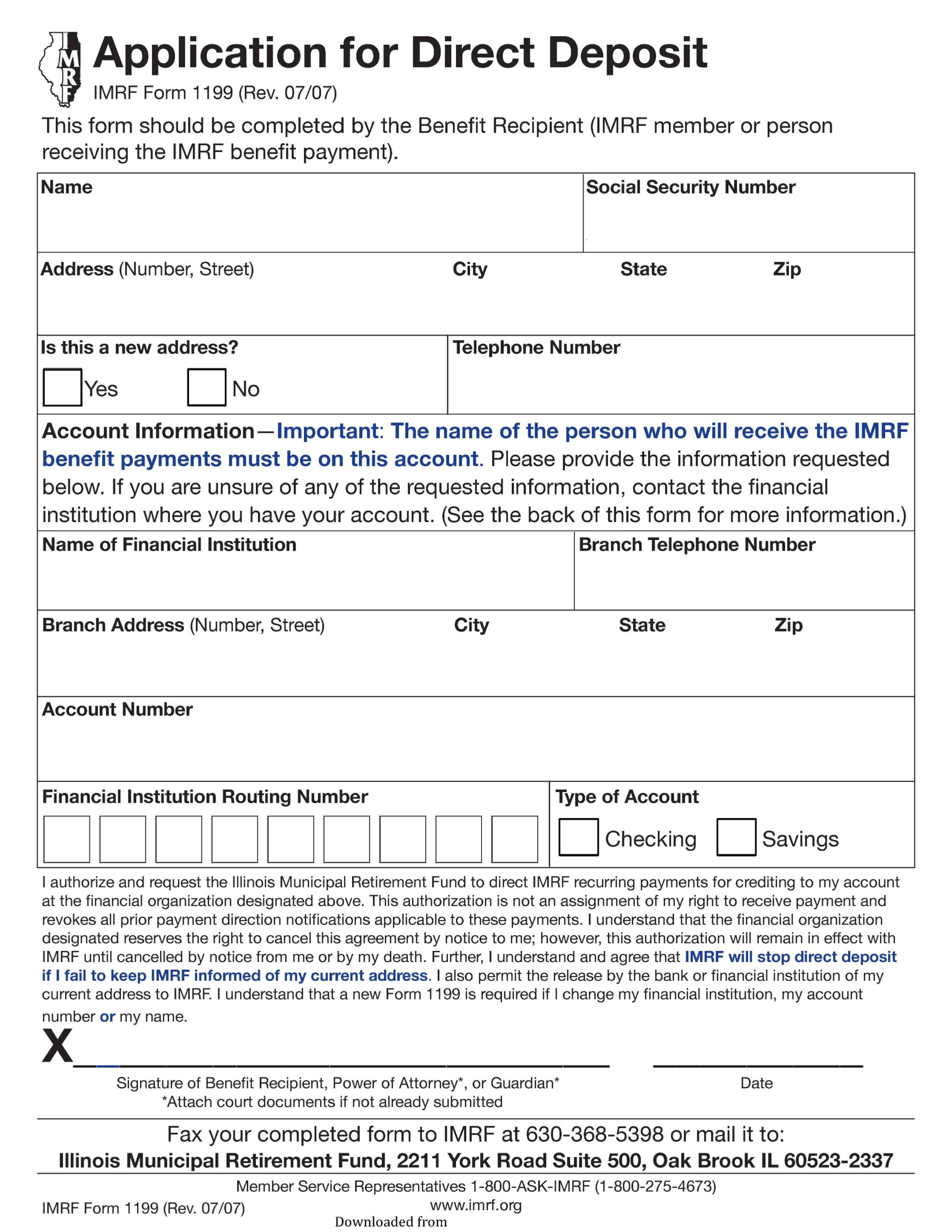 Illinois Direct Deposit Form 10 PDF - PDF Format  e-database Intended For Direct Deposit Form Social Security Benefits