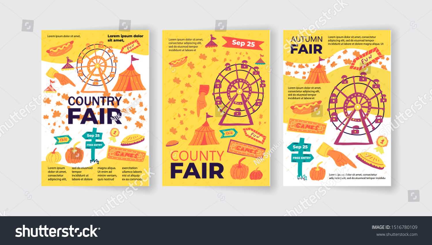 Informational Flyer Set Inscription Country Fair Stock Vector  In County Fair Flyer Template In County Fair Flyer Template