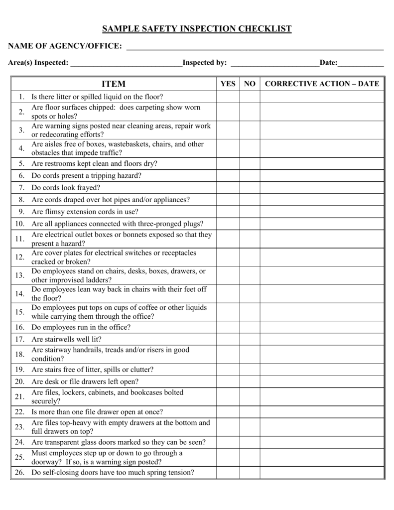 inspection logs - Sablon With Safety Inspection Checklist Template With Safety Inspection Checklist Template