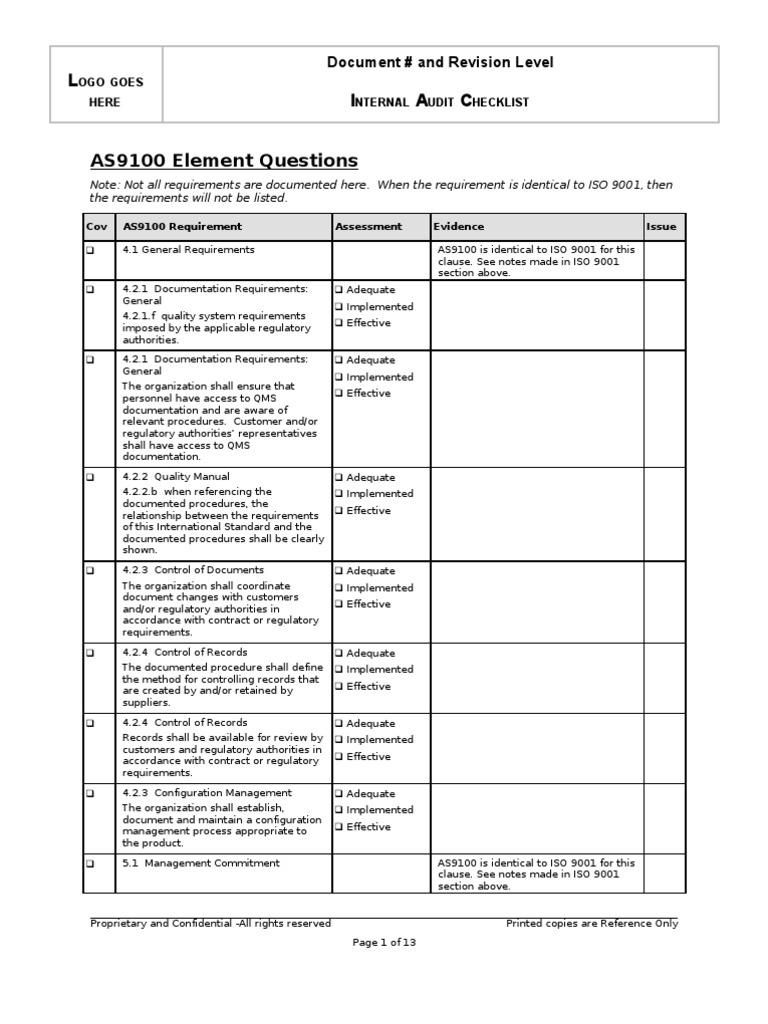 Internal Audit Checklist - AS10  Iso 10  Verification And  Inside Night Audit Checklist Template In Night Audit Checklist Template