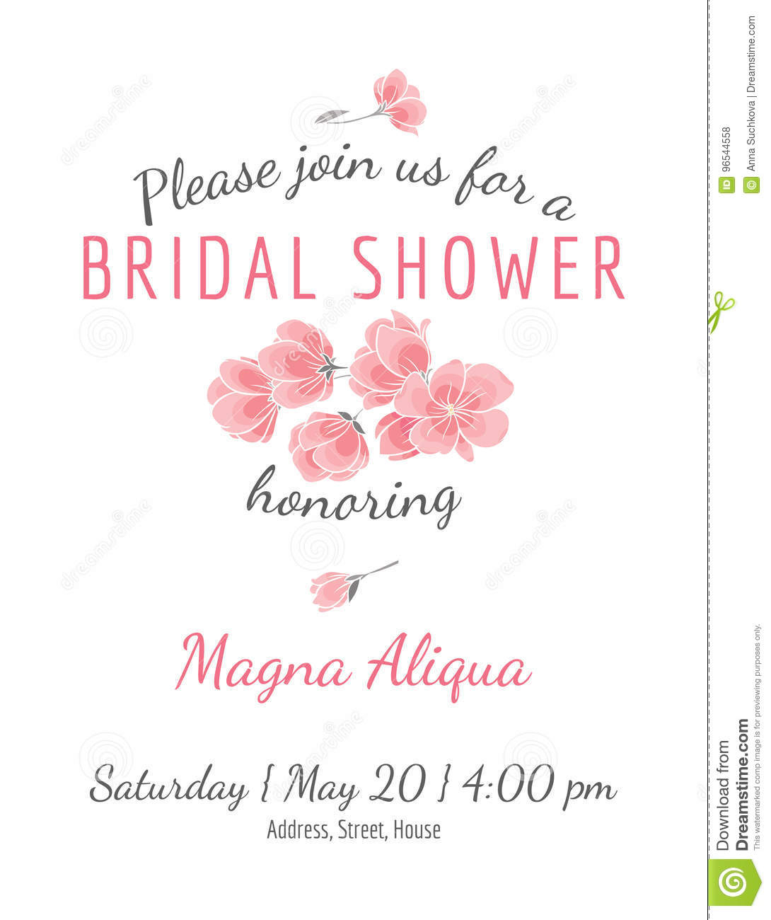 Invitation Bridal Shower Card With Cherry Sakura Flowers Vector  In Bridal Shower Flyer Template With Regard To Bridal Shower Flyer Template