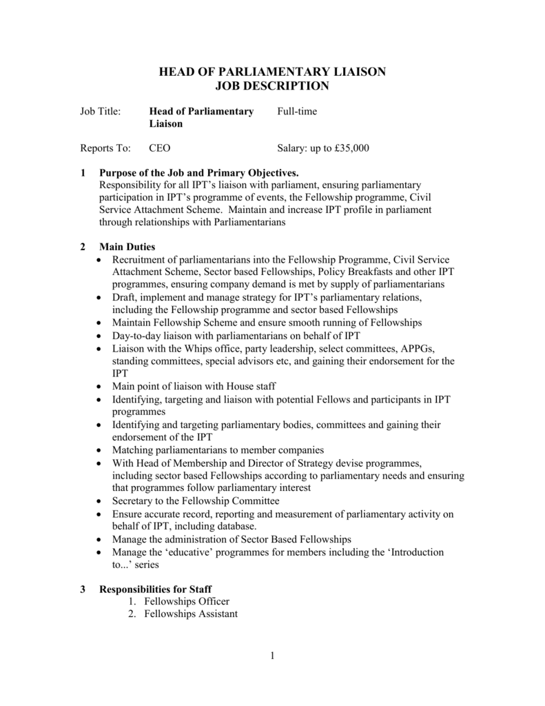 JOB DESCRIPTION TEMPLATE Regarding Ceo Job Description Template Regarding Ceo Job Description Template