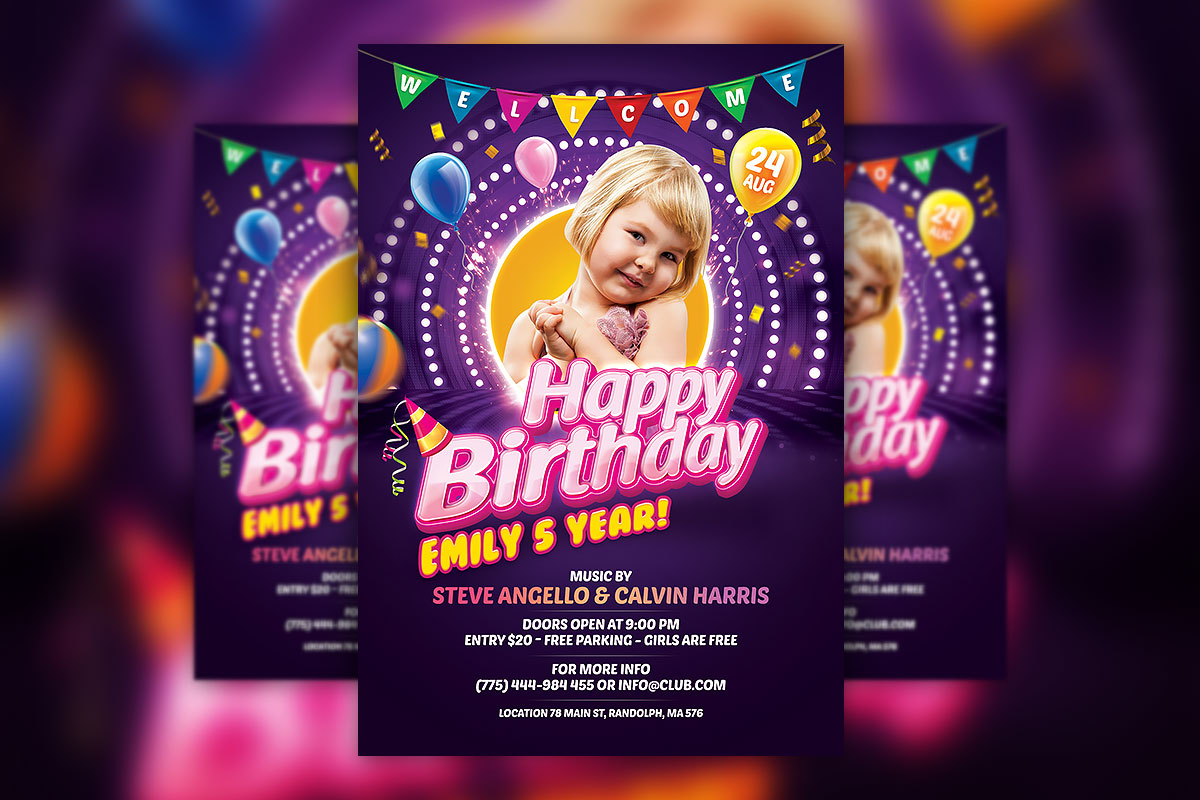 Kids Birthday Party Invitation Flyer PSD Template Download  Hyperpix Pertaining To Birthday Celebration Flyer Template Pertaining To Birthday Celebration Flyer Template