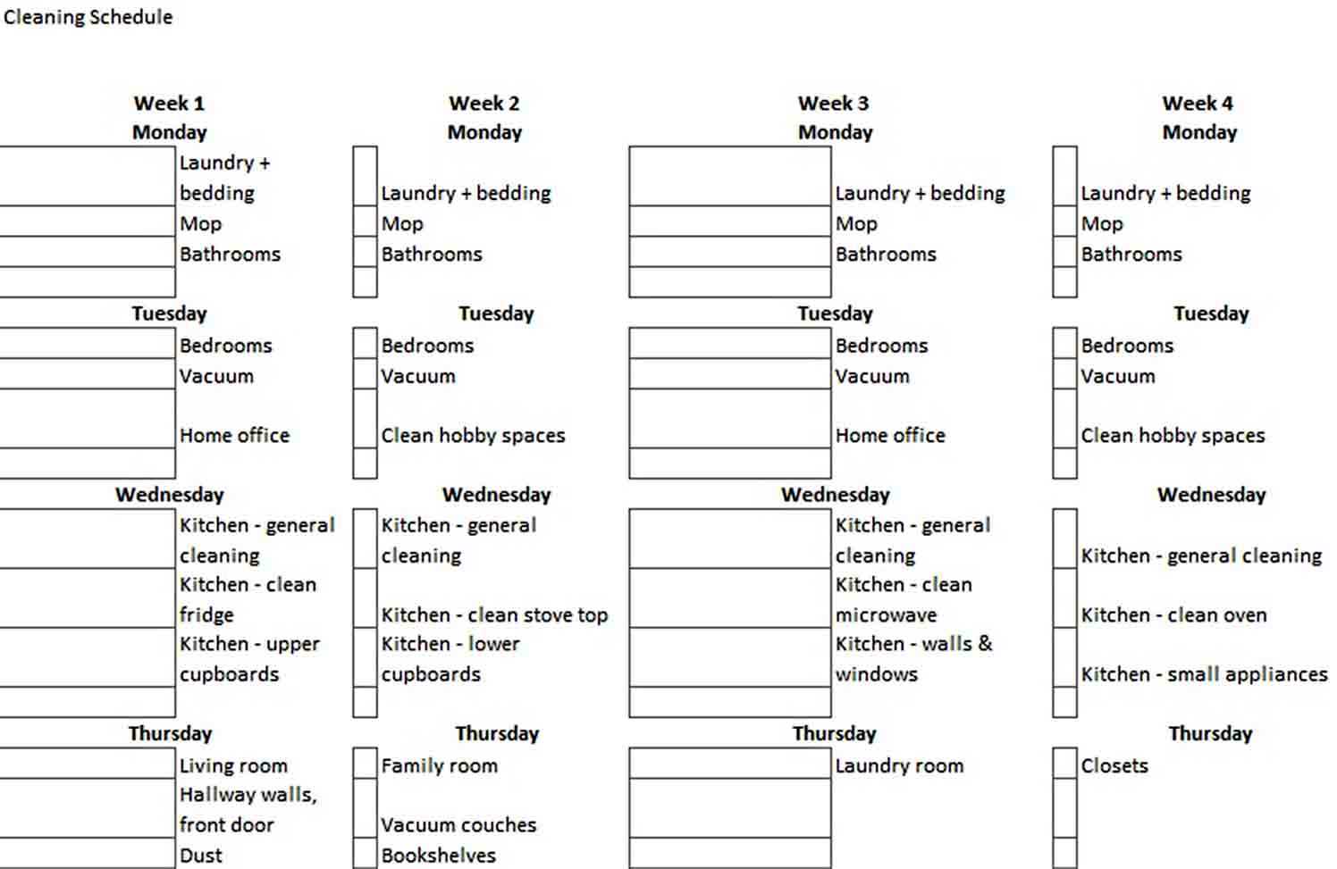 Kitchen Cleaning Schedule Template  Think Moldova Throughout Kitchen Cleaning Checklist Template