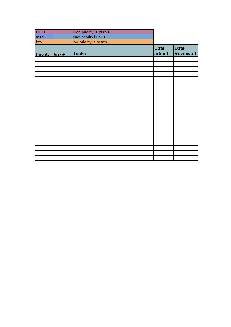 Kostenloses Priority Excel Checklist Template In Priority Checklist Template Throughout Priority Checklist Template