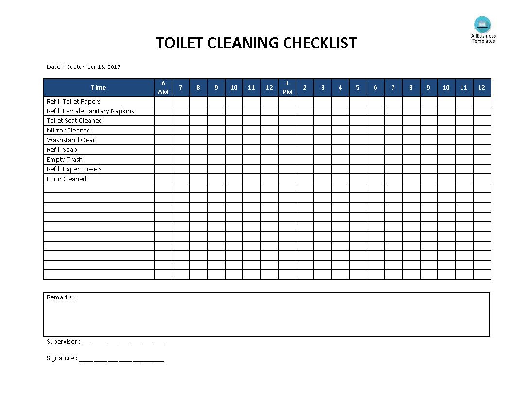 Kostenloses Toilet Cleaning Checklist With Public Restroom Cleaning Checklist Template Throughout Public Restroom Cleaning Checklist Template