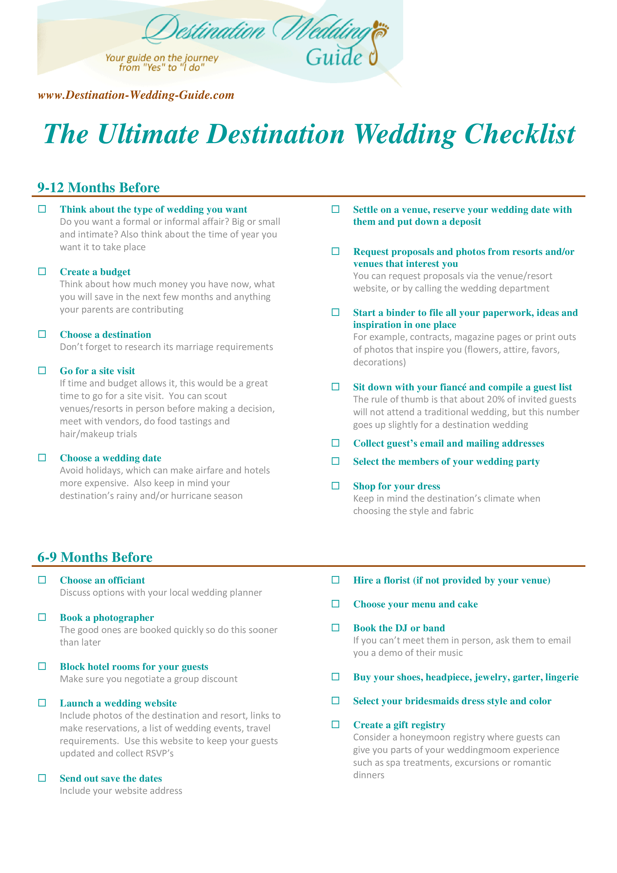 Kostenloses Ultimate Destination Wedding Checklist Regarding Wedding Timeline Checklist Template Within Wedding Timeline Checklist Template