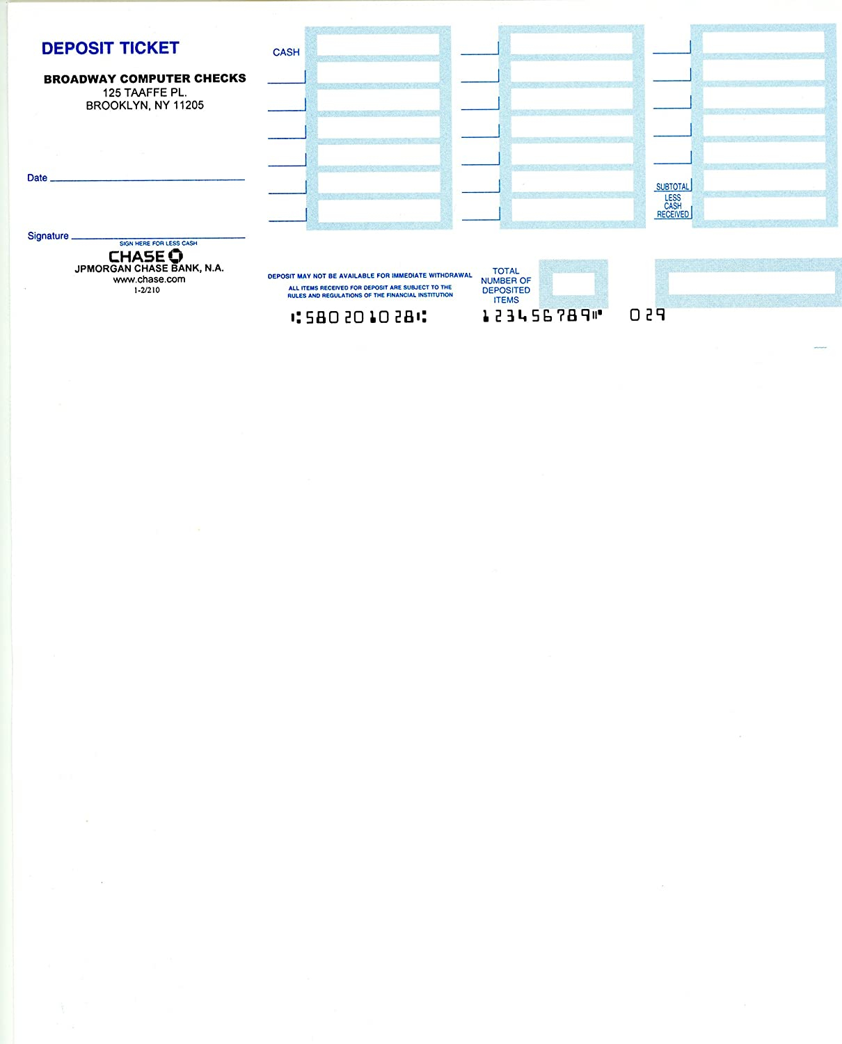 Laser Deposit Slips Compatible with QuickBooks 10 or 10 Parts (100, 10 Part -  White and Canary) In Regions Bank Deposit Slip Template Regarding Regions Bank Deposit Slip Template