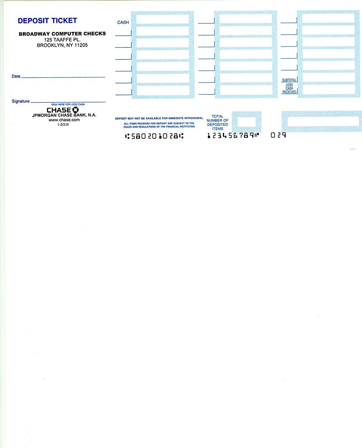 Laser Deposit Slips Compatible with QuickBooks 10 or 10 Parts (100, 10 Part -  White and Canary) In Regions Bank Deposit Slip Template Regarding Regions Bank Deposit Slip Template