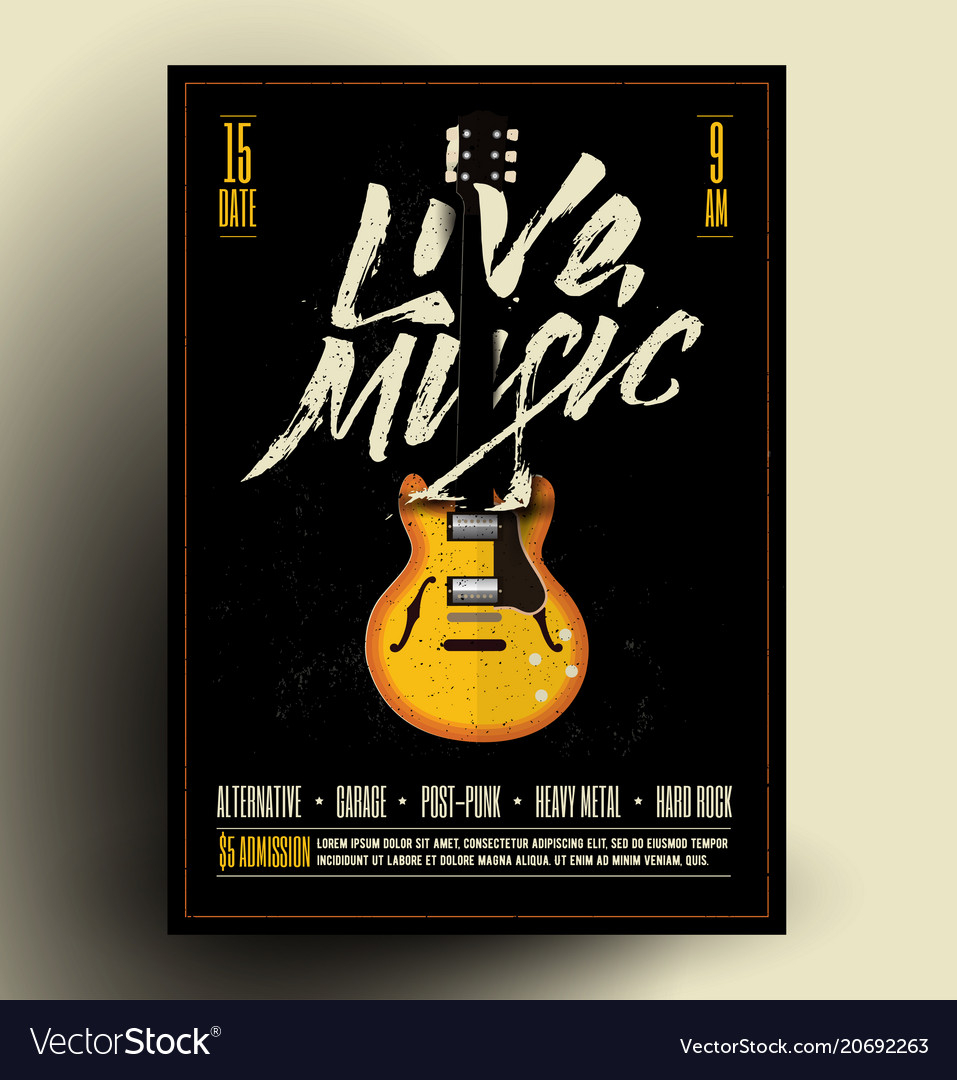 Live music poster flyer Royalty Free Vector Image Inside Live Music Flyer Template In Live Music Flyer Template