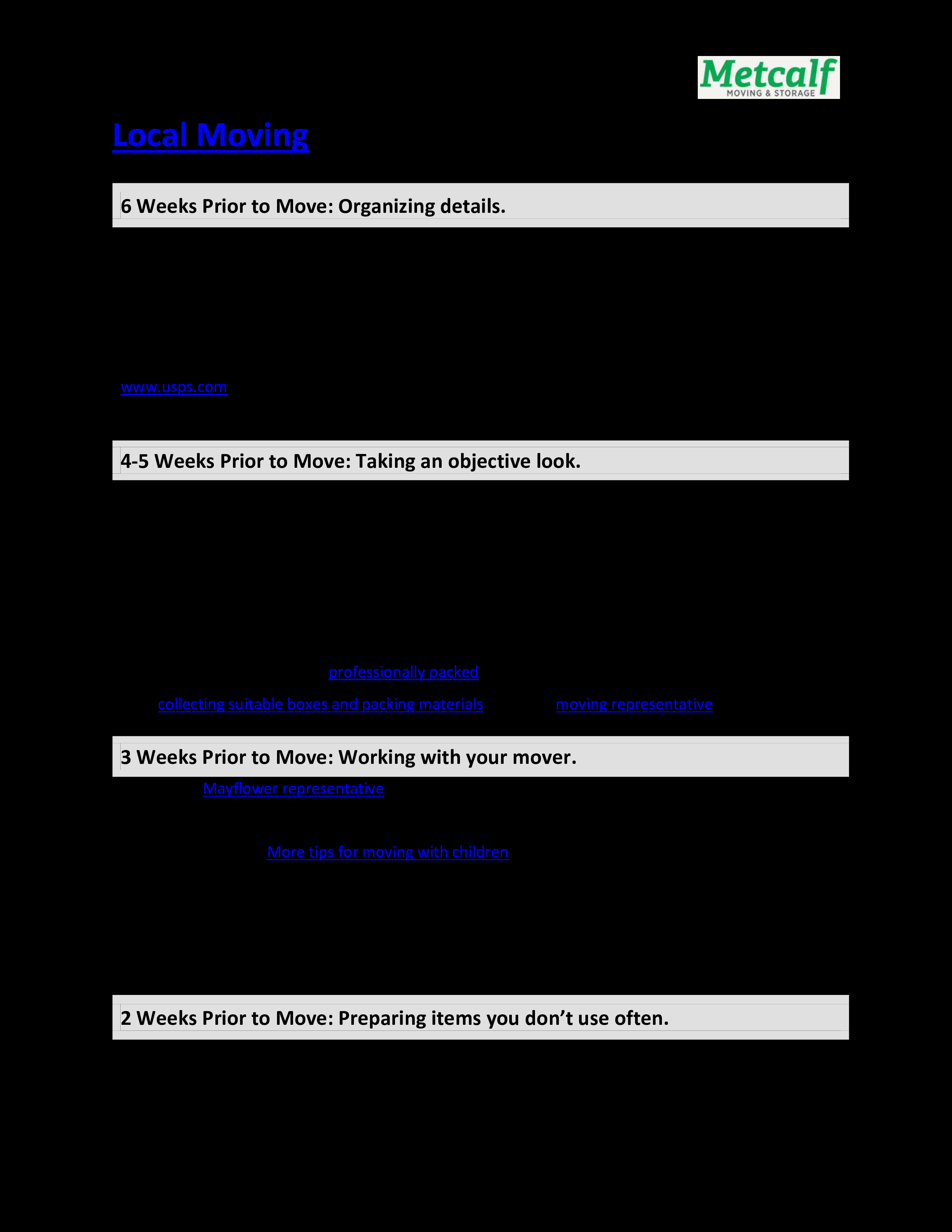 免费Local Moving Checklist  样本文件在allbusinesstemplates