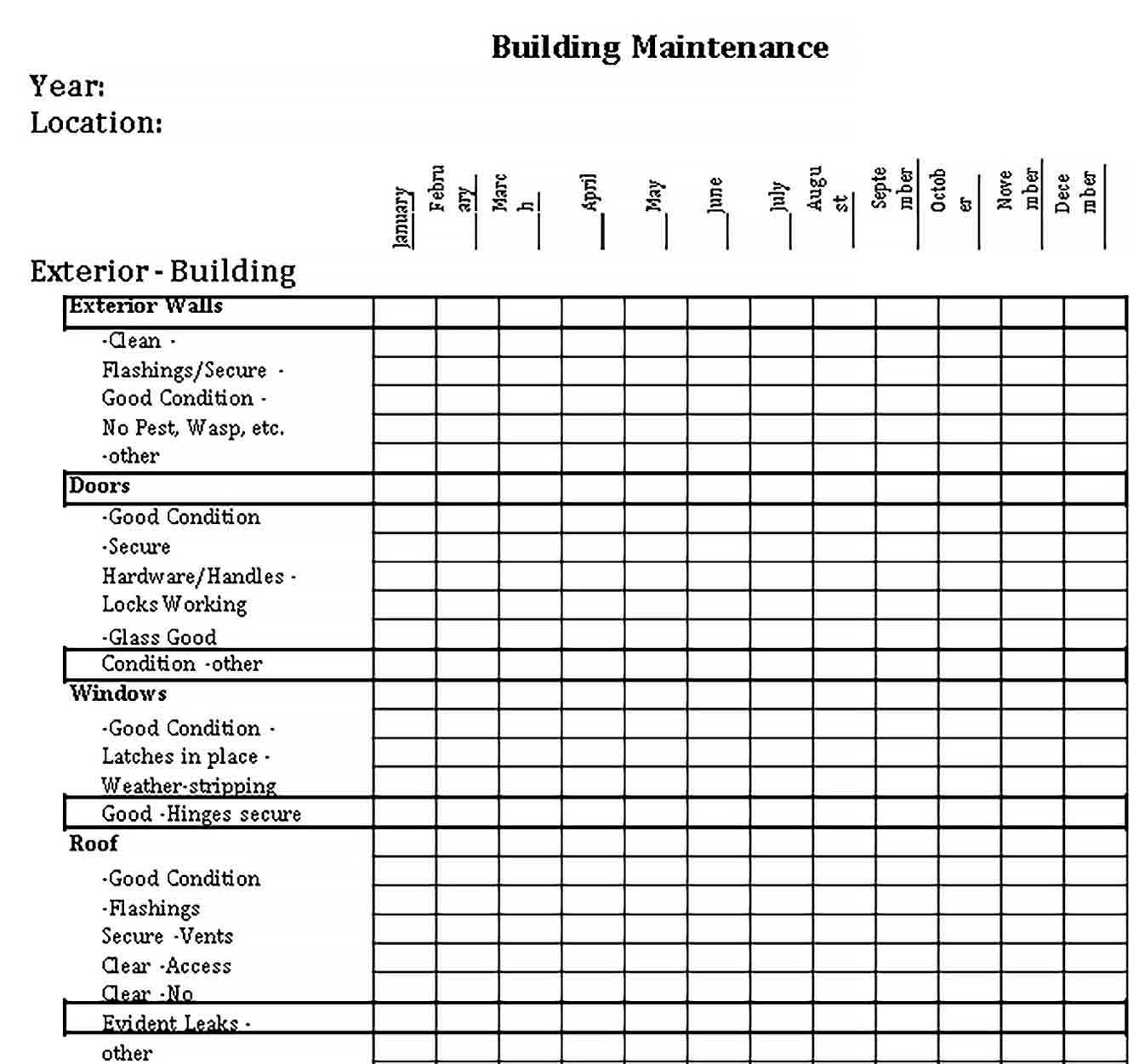 Maintenance Checklist Sample Template  Welding Rodeo Designer With Regard To Hotel Preventive Maintenance Checklist Template