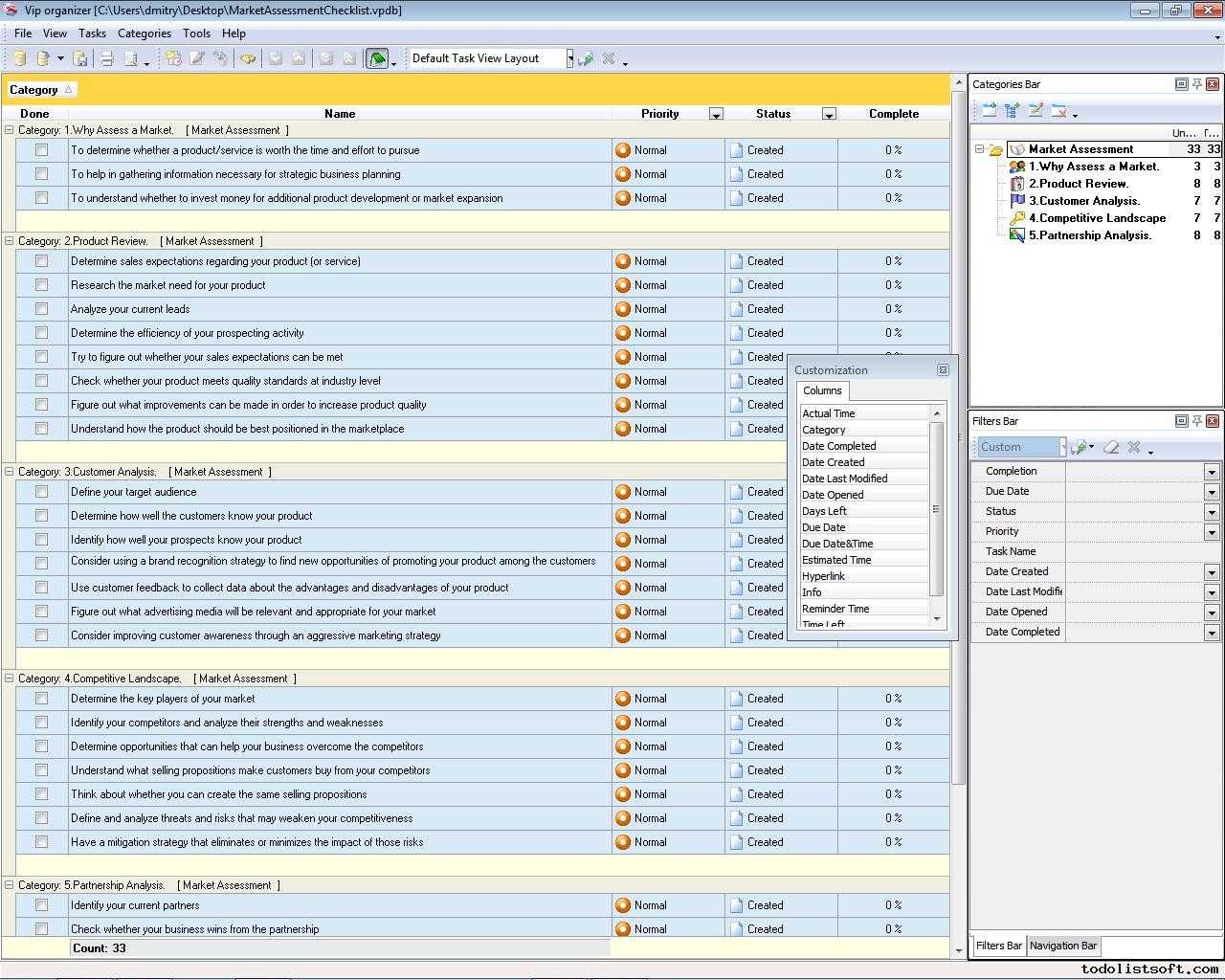 Market Assessment Checklist - To Do List, Organizer, Checklist  Throughout Network Assessment Checklist Template Regarding Network Assessment Checklist Template