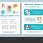 Marketing Referral Program Brochure Template Layout. Flyer, Booklet,  Leaflet Print Design With Linear Illustrations