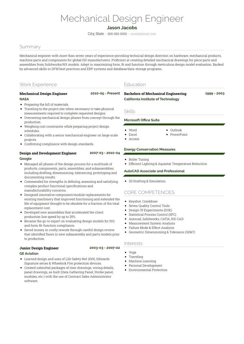Mechanical Design Engineer Resume Samples and Templates  VisualCV Within Mechanical Engineer Job Description Template With Mechanical Engineer Job Description Template