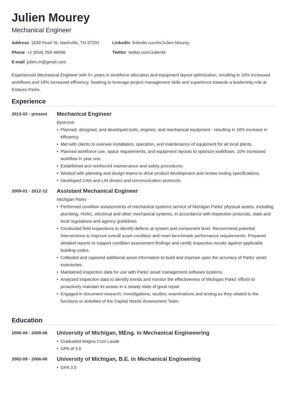 Mechanical Engineer Resume Examples (Template & Guide) Pertaining To Mechanical Engineer Job Description Template Throughout Mechanical Engineer Job Description Template