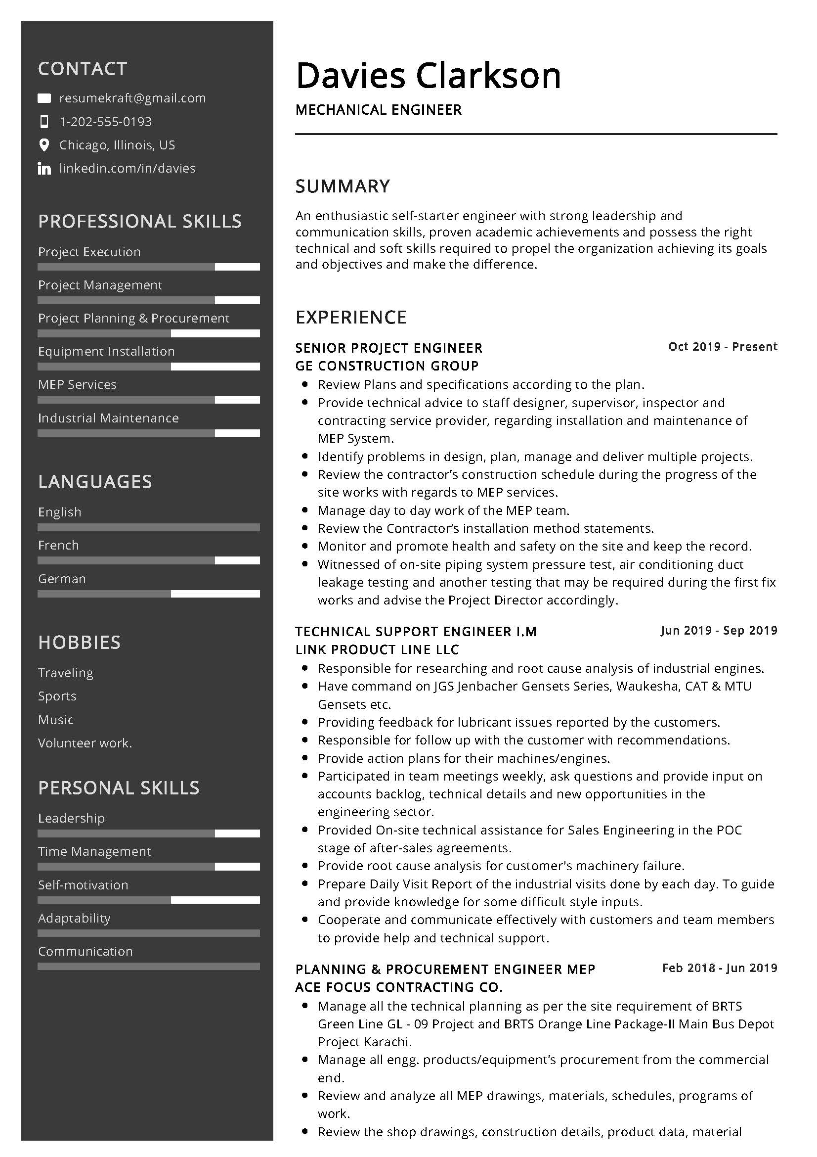 Mechanical Engineer Resume Sample & Writing Tips 10 - ResumeKraft With Regard To Mechanical Engineer Job Description Template Pertaining To Mechanical Engineer Job Description Template