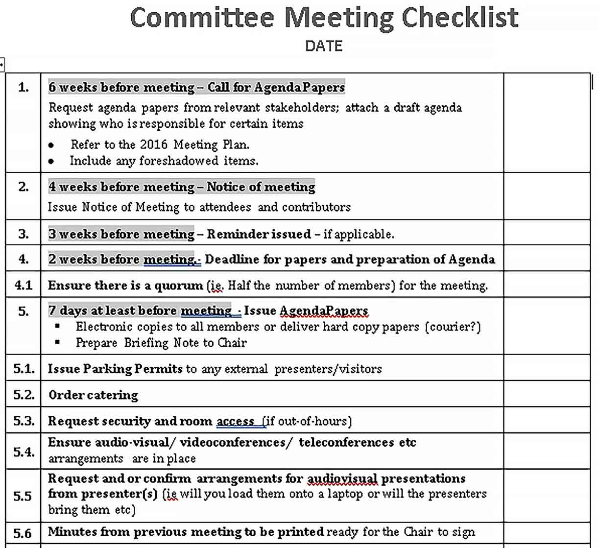 Meeting checklist template sample  welding rodeo Designer Within Meeting Room Checklist Template Pertaining To Meeting Room Checklist Template