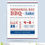 Memorial Day Barbeque BBQ Flyer Invitation Design Template Vector  For Memorial Day Party Flyer Template