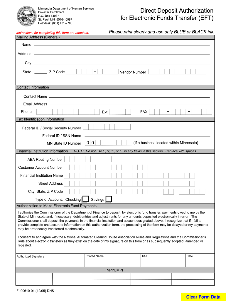 Minnesota Form Deposit - Fill Online, Printable, Fillable, Blank  For Electronic Funds Transfer Deposit Form Template Throughout Electronic Funds Transfer Deposit Form Template