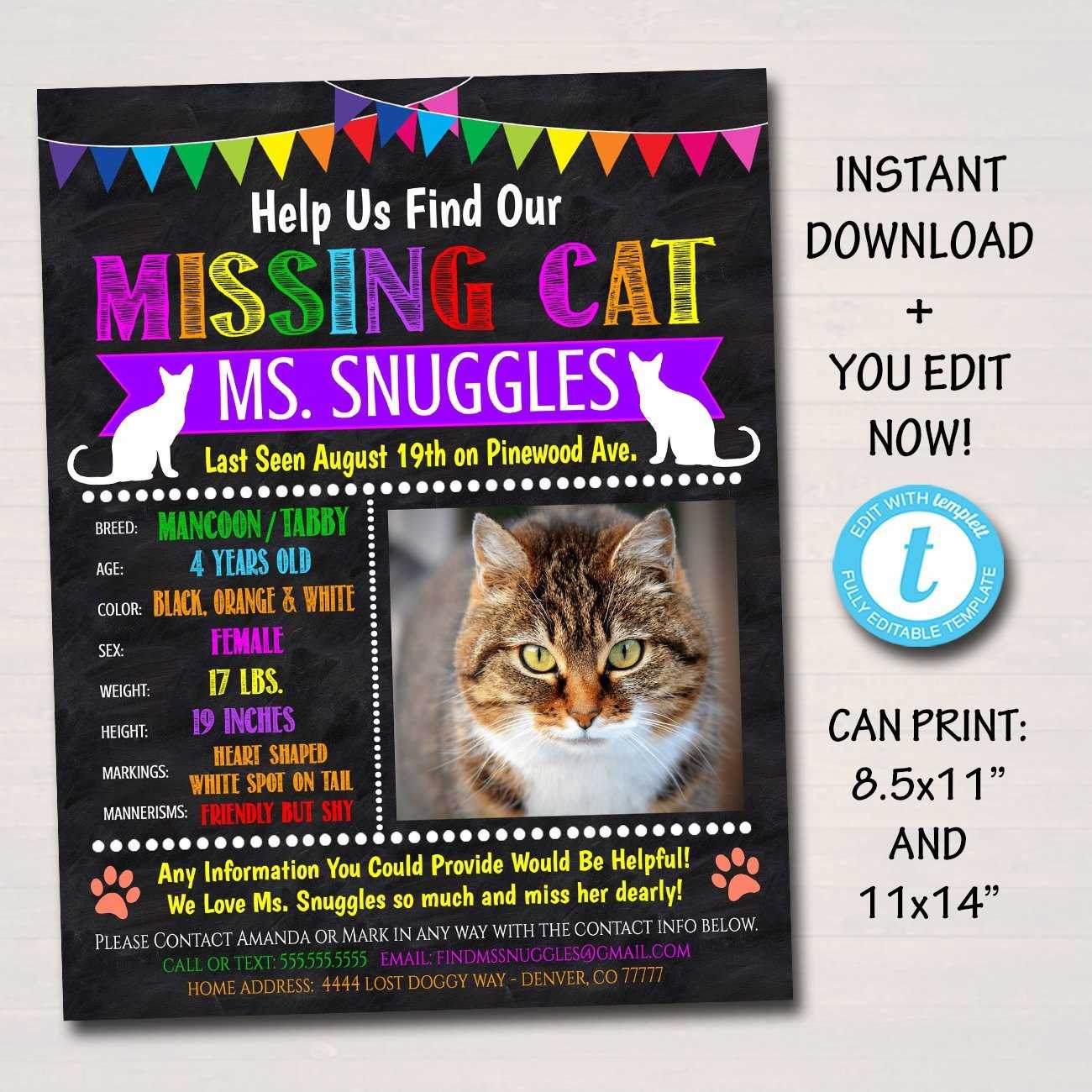 Free Lost Cat Flyer Template