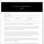 Modern Black & White Photography Client Contract, Session Contract  Template, Photoshop And MS Word Template, INSTANT DOWNLOAD! Throughout Photography Deposit Contract Template