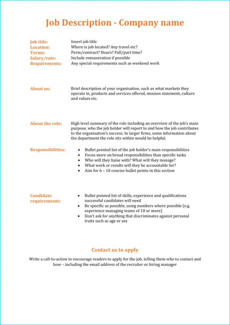 Modern job description template  Free download With Modern Job Description Template With Modern Job Description Template