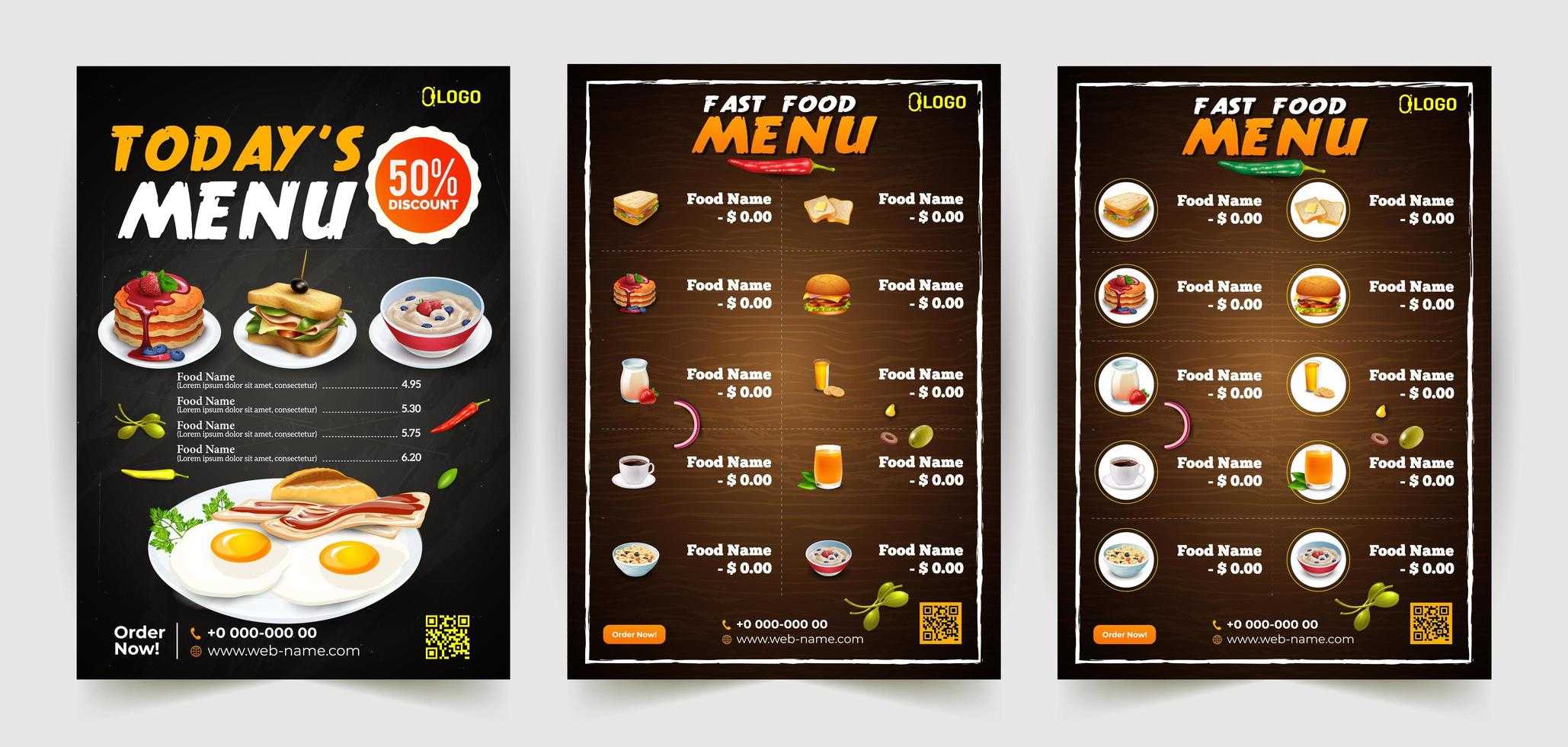 Modern Restaurant Menu Poster Set 10 Vector Art at Vecteezy With Modern Restaurant Food Menu Flyer Template Pertaining To Modern Restaurant Food Menu Flyer Template