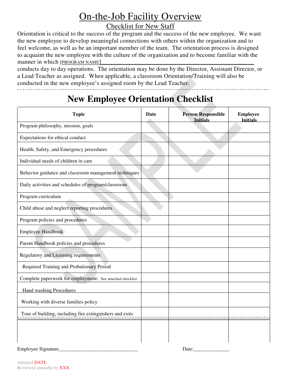 Montana New Employee Orientation Checklist - Sample Download  With Regard To Orientation Checklist Template For New Employee With Orientation Checklist Template For New Employee