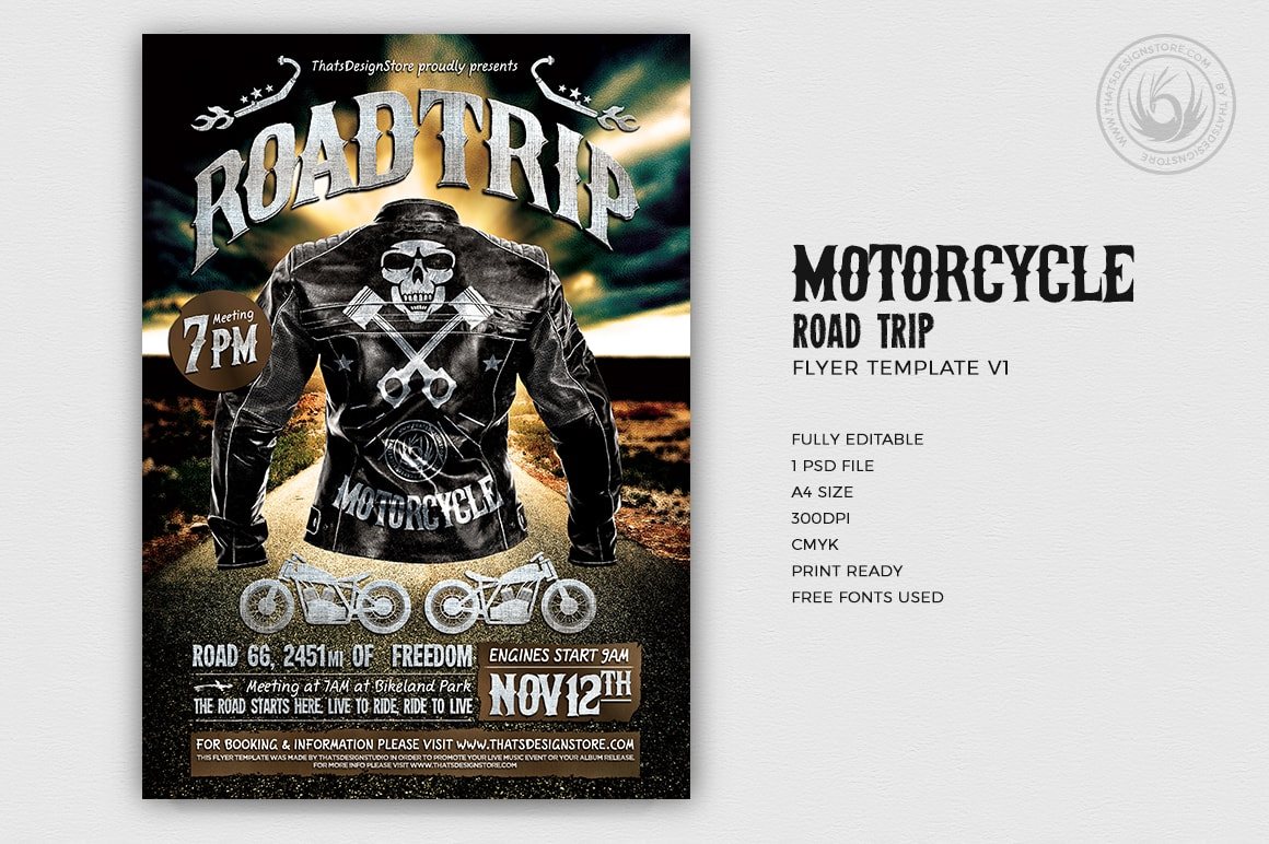 Motorcycle Road Trip Flyer Template  Bike Night Posters For Photoshop Pertaining To Bike Night Flyer Template