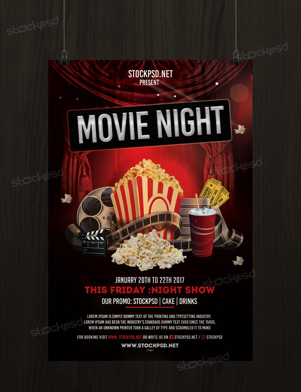 Movie Night #10 – Free PSD Flyer Template  StockPSD For Service Industry Night Flyer Template Within Service Industry Night Flyer Template