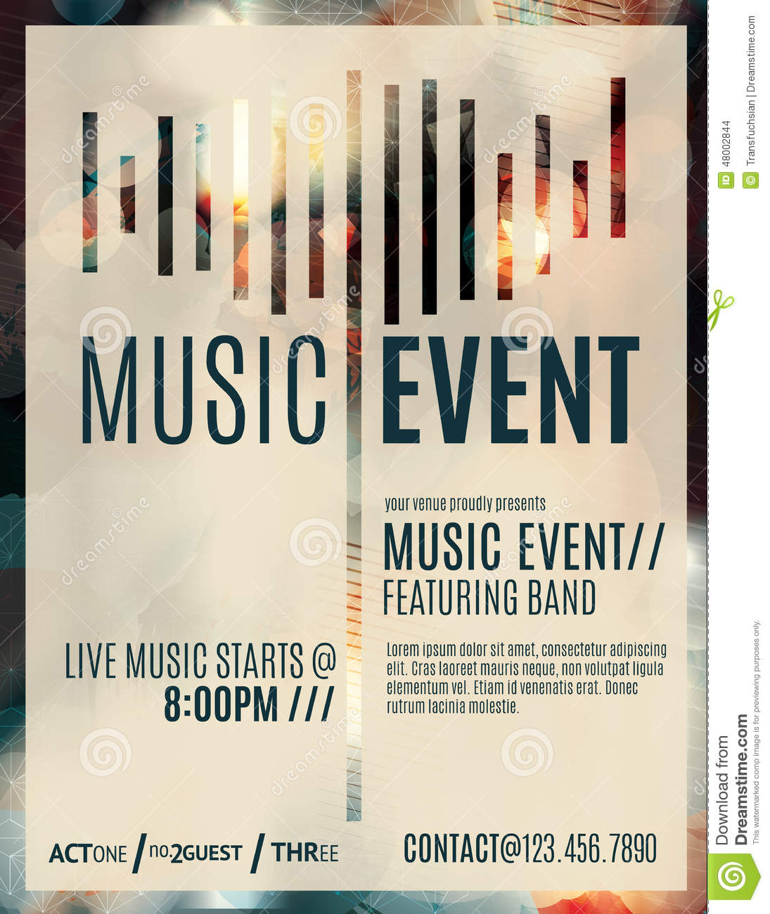 Music event flyer template stock vector Throughout Live Music Flyer Template