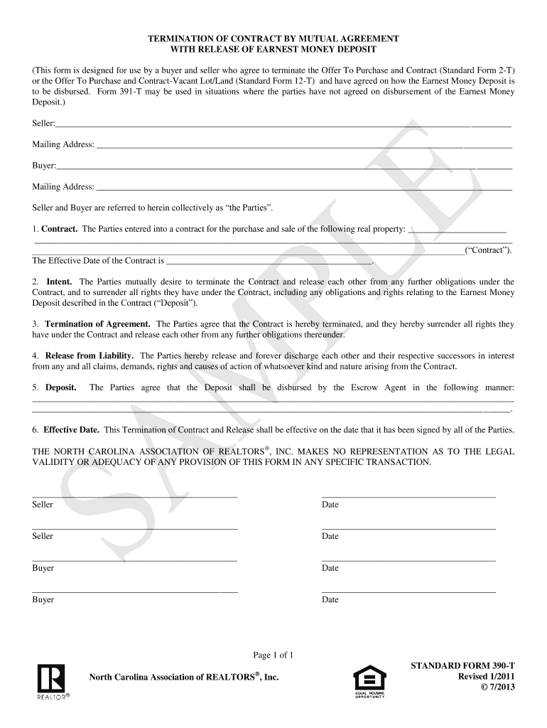 Nc 10 T Termination Form - Fill Online, Printable, Fillable  Pertaining To Release Of Earnest Money Deposit Form With Release Of Earnest Money Deposit Form