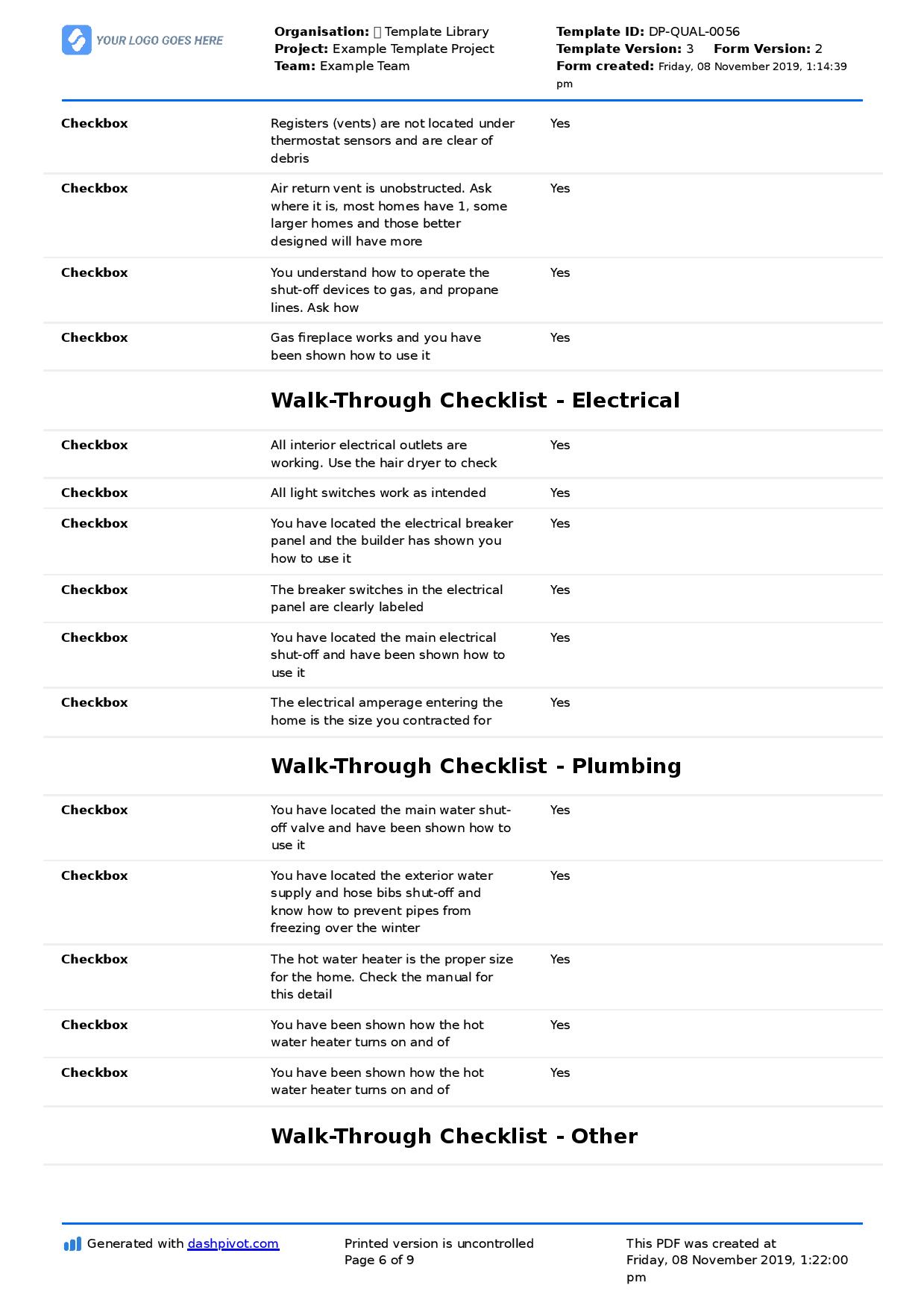 New Construction Walkthrough Checklist (Better than PDF template) Pertaining To Residential Construction Checklist Template With Residential Construction Checklist Template