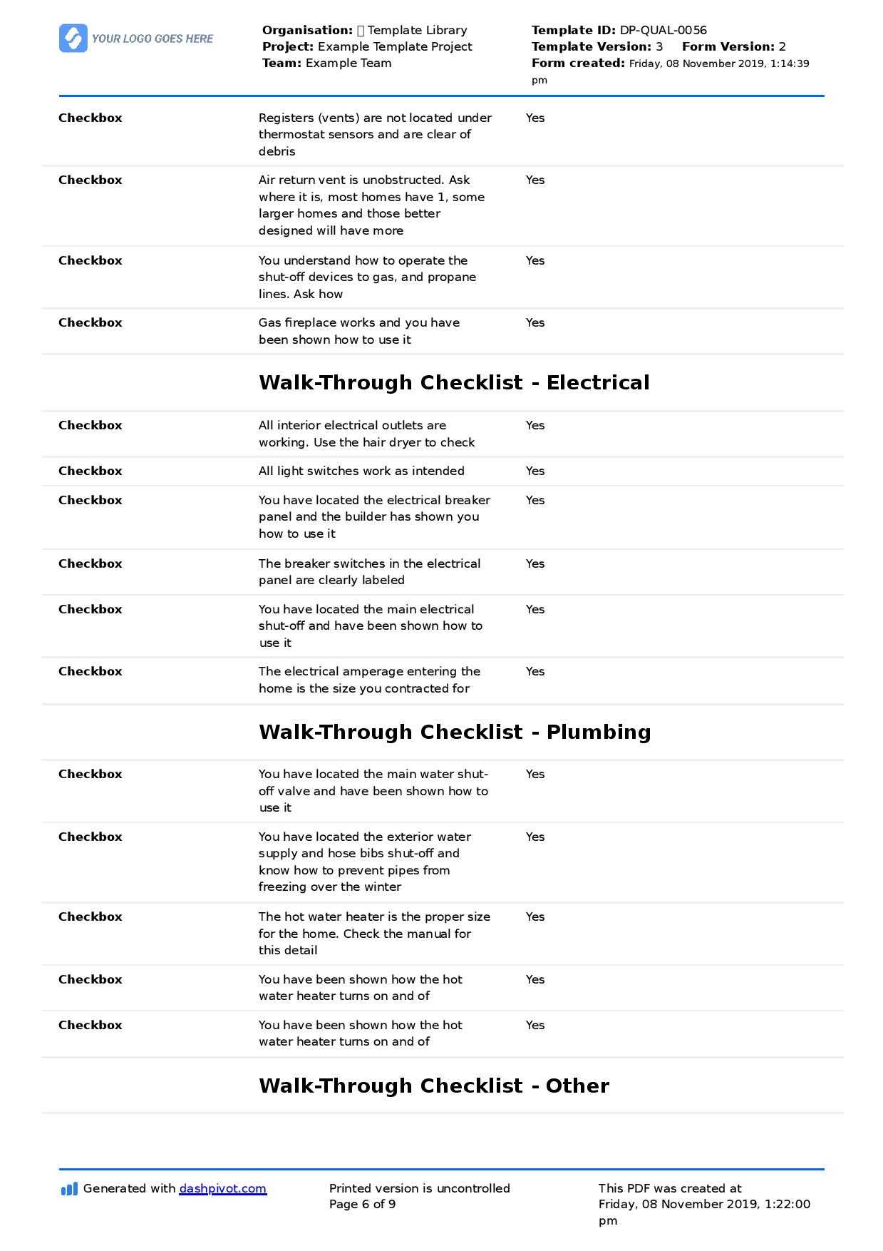 New Construction Walkthrough Checklist (Better Than PDF Template) Pertaining To Residential Construction Checklist Template