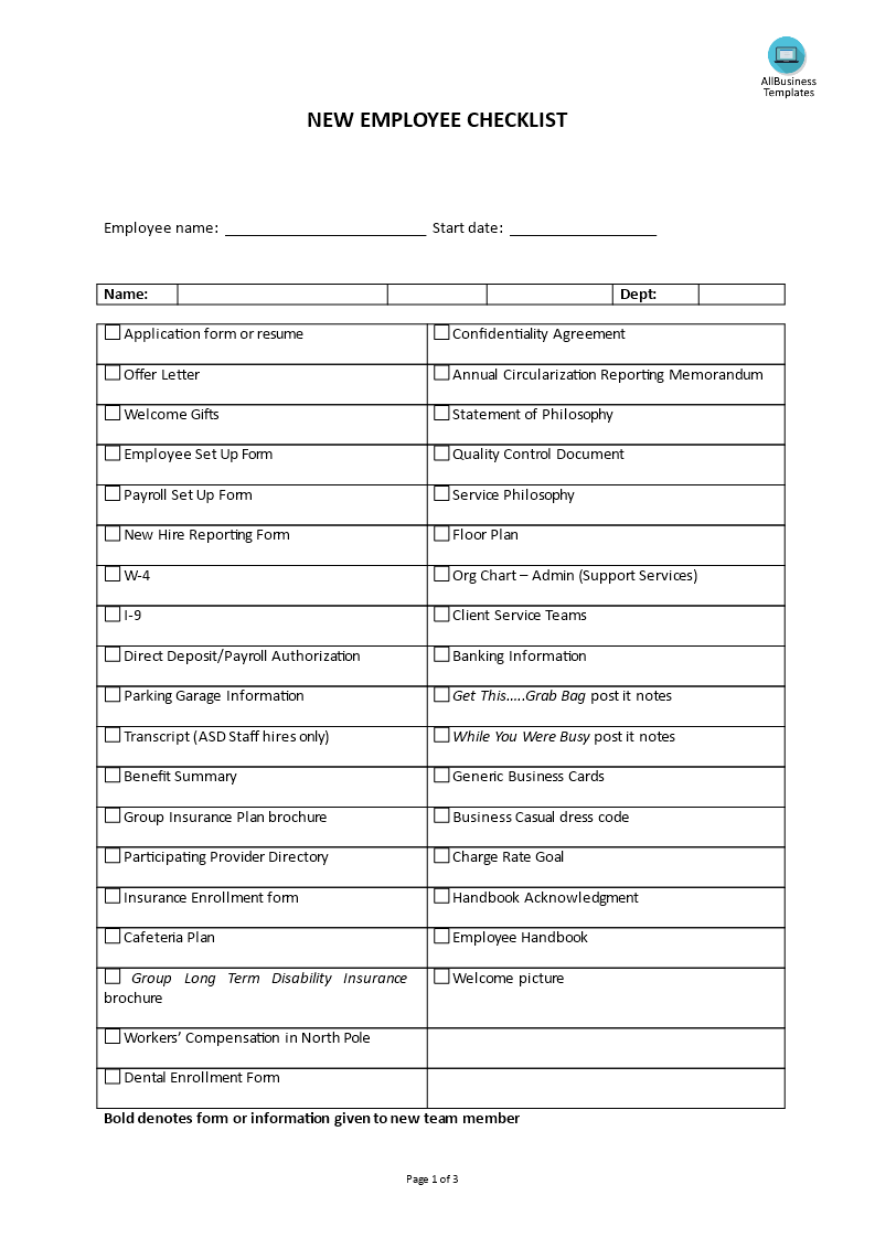 New Employee Checklist Orientation Template – Premium Schablone Throughout Hr Onboarding Checklist Template