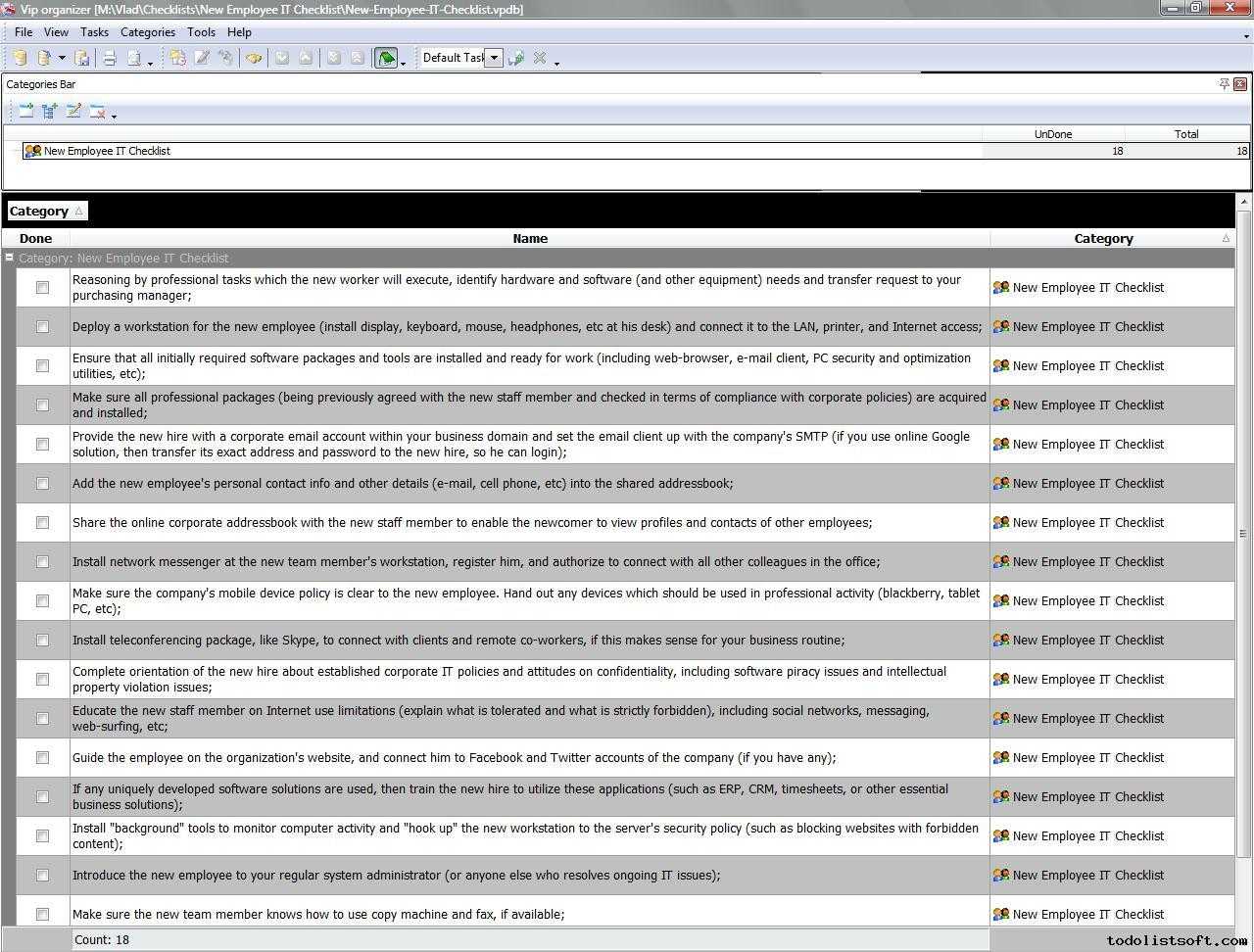 New Employee IT Checklist - To Do List, Organizer, Checklist, PIM  In Pc Deployment Checklist Template Inside Pc Deployment Checklist Template