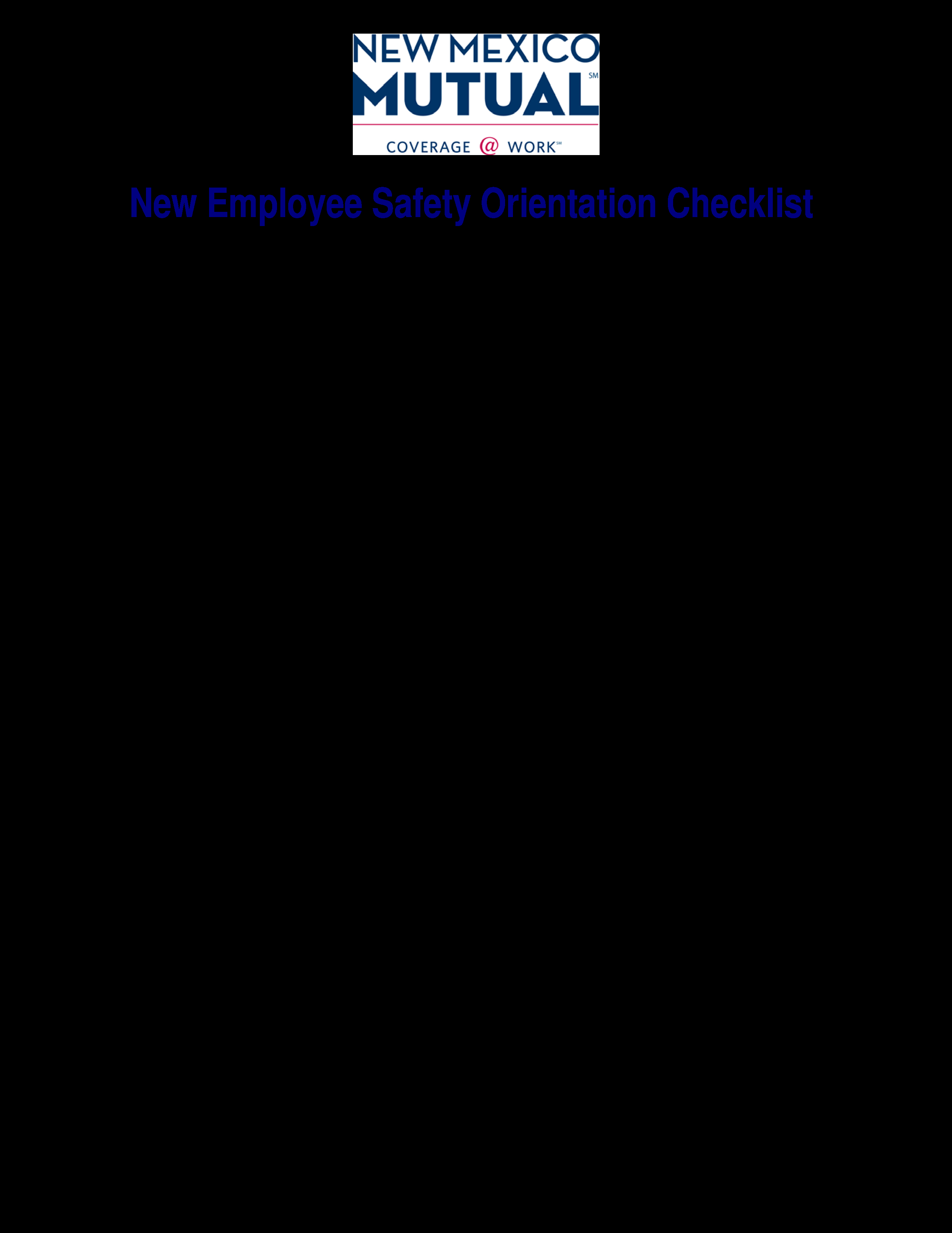 免费New Employee Safety Orientation Checklist  样本文件在  Regarding Orientation Checklist Template For New Employee Intended For Orientation Checklist Template For New Employee