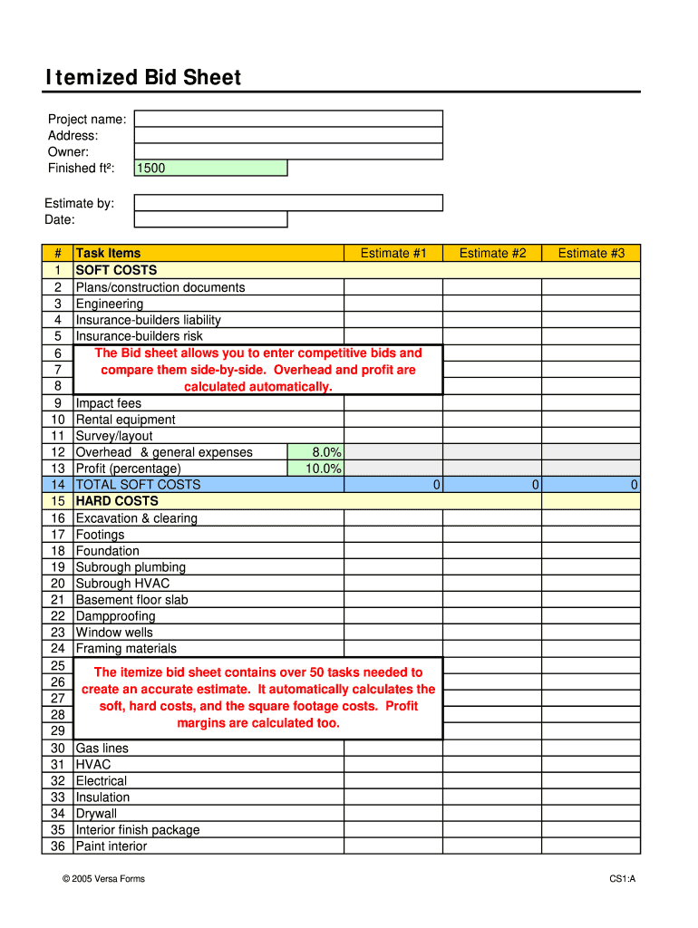 New Home Construction Bid Sheet - Fill Online, Printable, Fillable, Blank   pdfFiller With Construction Bid Checklist Template With Construction Bid Checklist Template