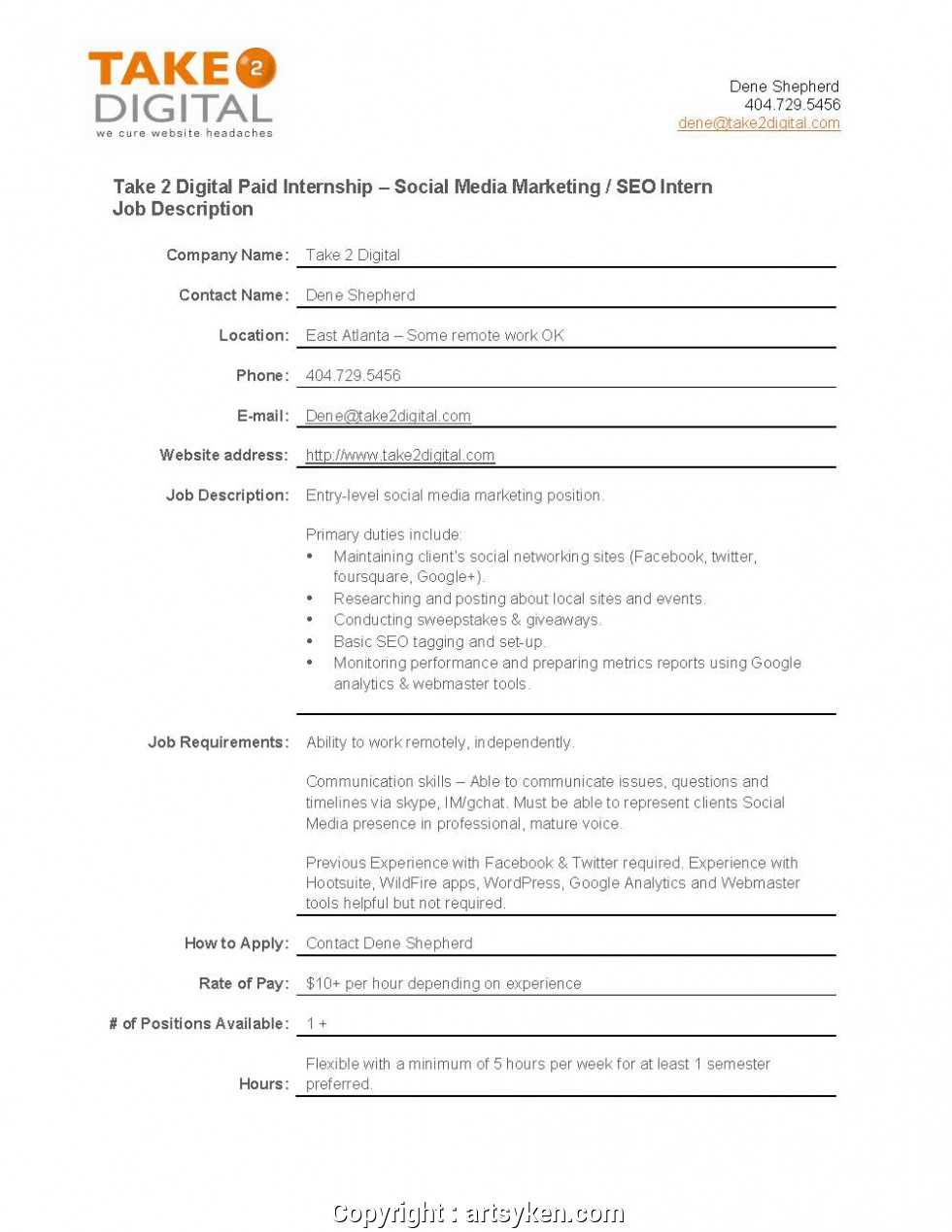 New Social Media Marketing Job Qualifications Social Media  For Social Media Intern Job Description Template Inside Social Media Intern Job Description Template