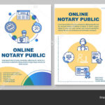 Online Notary Public Brochure Template. Professional Legal Consultation.  Flyer, Booklet, Leaflet Print, Cover Design With Linear Icons