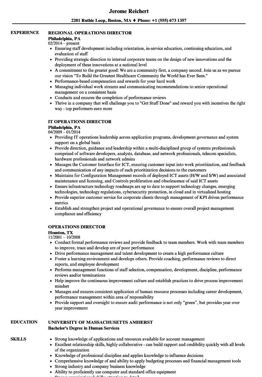 Operations Director Resume Samples  Velvet Jobs Intended For Operations Director Job Description Template Pertaining To Operations Director Job Description Template