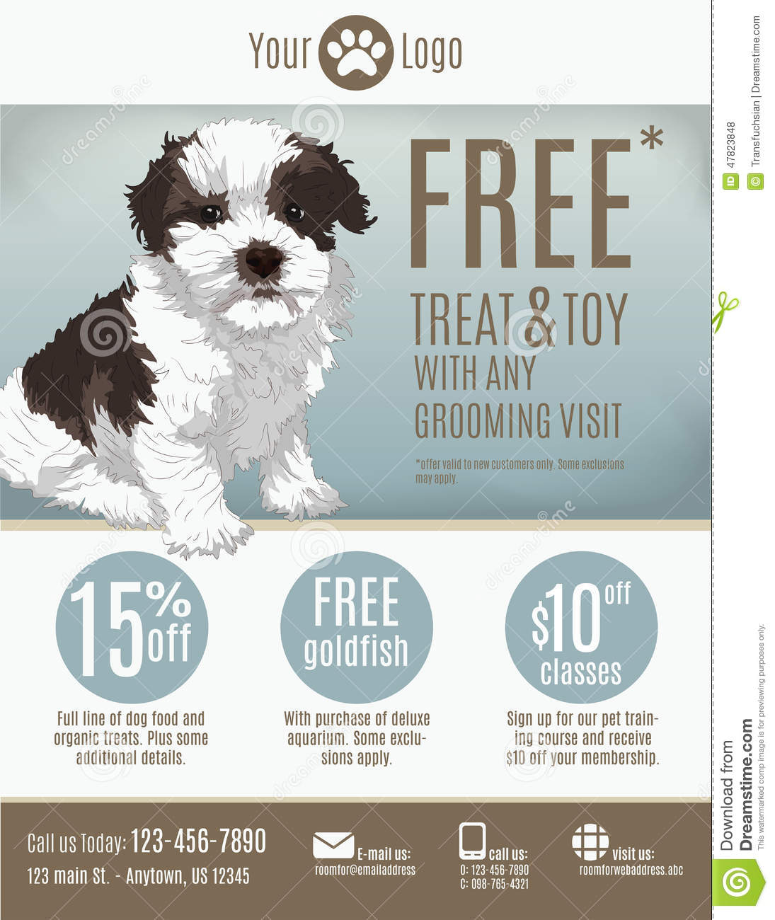 Pet store flyer template stock vector Regarding Puppies For Sale Flyer Template
