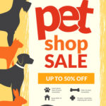 Pets Poster Placard Domestic Animals Cats Dogs Vector Image With Puppies For Sale Flyer Template