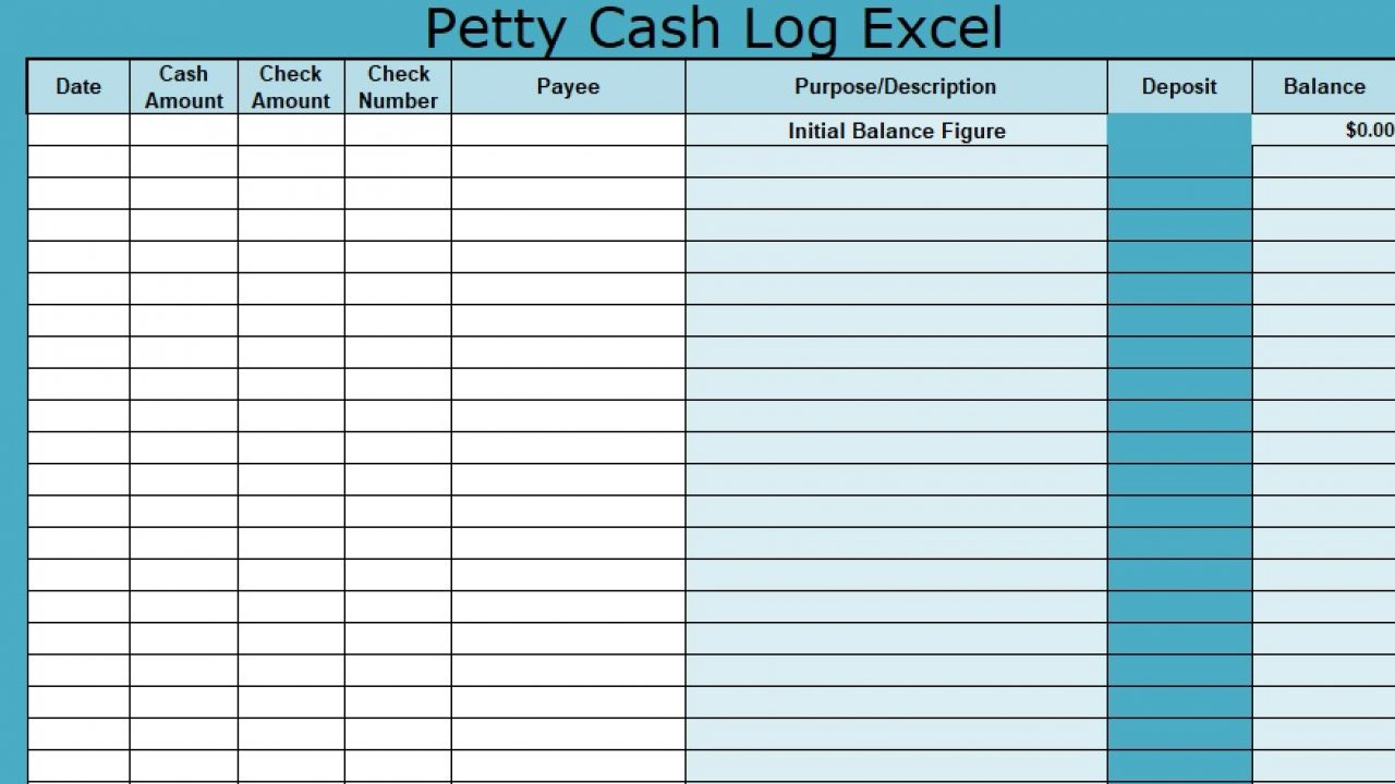 Petty Cash Log Excel Download - Free Excel Spreadsheets and Templates Within Cash Deposit Breakdown Template For Cash Deposit Breakdown Template